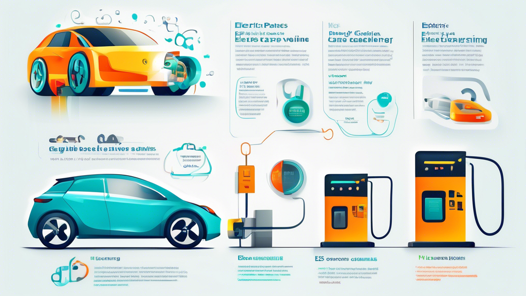 An infographic comparing maintenance needs of electric cars vs traditional gasoline vehicles, with icons for battery, engine, brakes, and charging station.