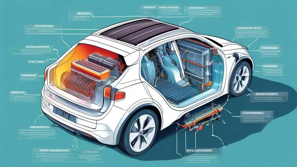 Do electric-cars have radiators? An illustrated cutaway view of an electric car's cooling system with radiators and batteries highlighted and labeled.
