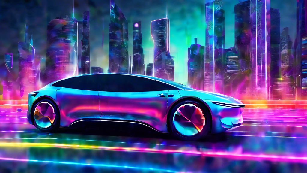 Slow, Fast, Rapid, and Ultra-Rapid EV Charging: A sleek electric vehicle plugged into a futuristic charging station, with visible energy waves of different colors representing the varying charging speeds, set against a clean, modern