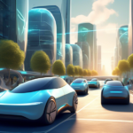 Create an image depicting a futuristic cityscape where electric vehicles (EVs) dominate the streets. The scene should feature sleek, advanced EV designs wi